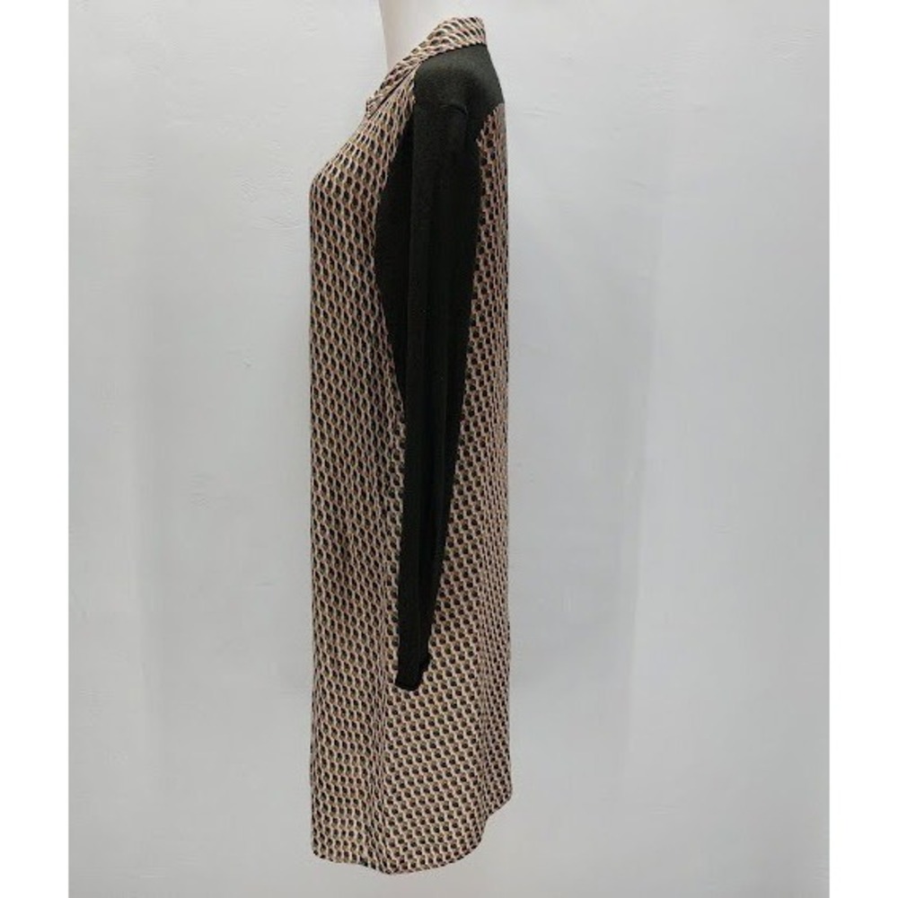 Sita Murt Shirt Dress Women's Size 42 Brown Green Geometric Knit Mix Midi Mod - Picture 4 of 11
